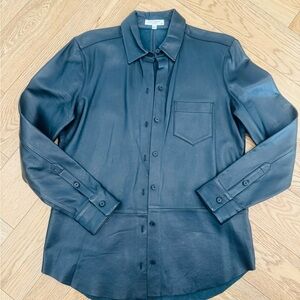 Equipment black Leather Button Down Shirt